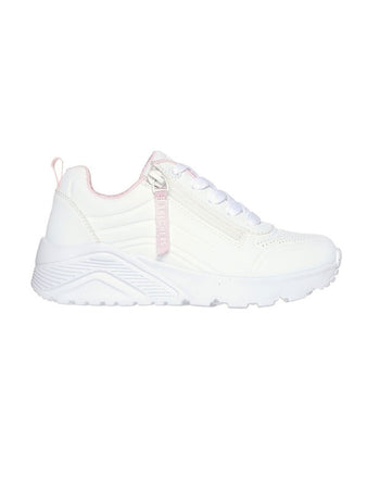 Sneakers bianche da bambina con soletta Memory Foam Skechers Uno Lite - Easy Zip