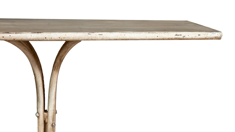 Biscottini TAVOLO IN FERRO BATTUTO FINITURA BIANCA ANTICATA dimensioni lunghezza profondità