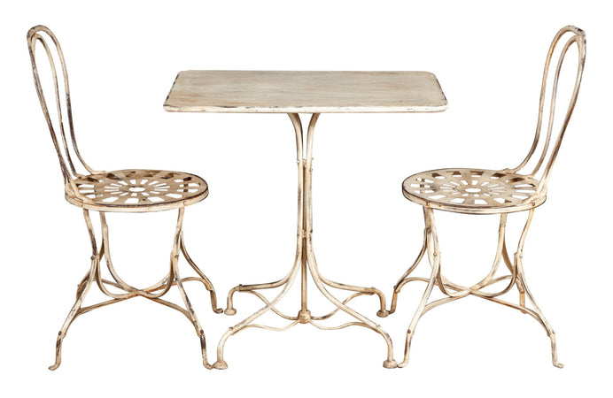 Biscottini TAVOLO IN FERRO BATTUTO FINITURA BIANCA ANTICATA dimensioni lunghezza profondità