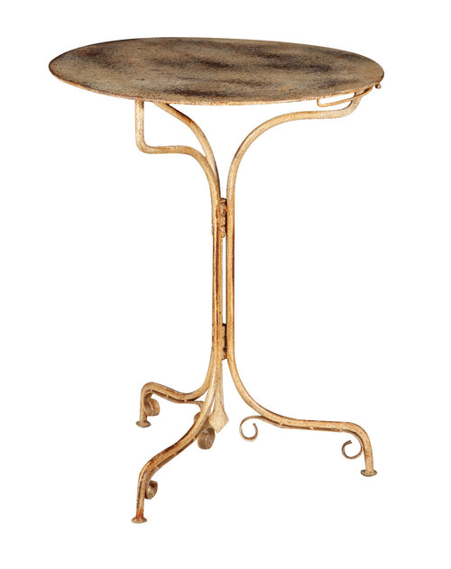 Biscottini Biscottini Tavolo Rotondo Pieghevole Ferro Battuto Crema Anticata D60 H77