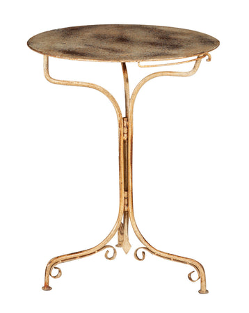 Biscottini Biscottini Tavolo Rotondo Pieghevole Ferro Battuto Crema Anticata D60 H77