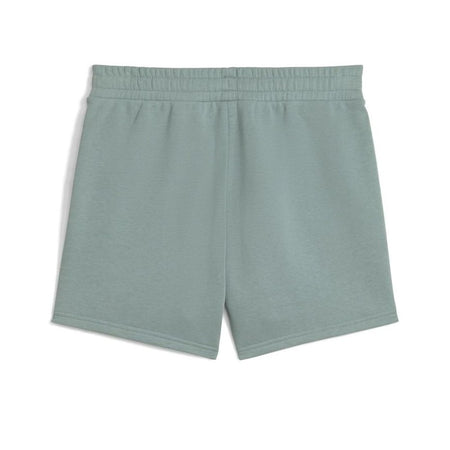 PUMA Ess Script High-Waist Shorts 5", Pantaloncini Lavorati a Maglia Donna, Green Moon