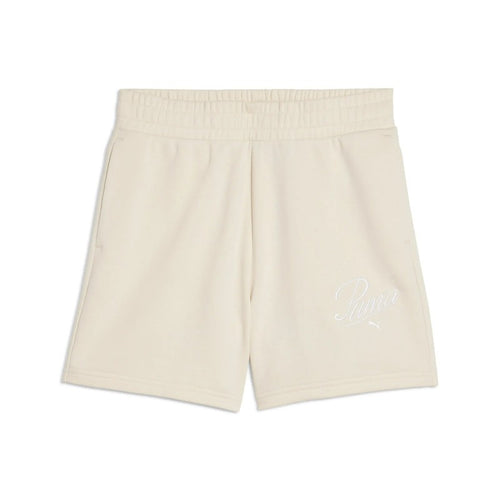 PUMA Ess Script High-Waist Shorts 5, Pantaloncini Lavorati a Maglia Donna, Alpine Snow