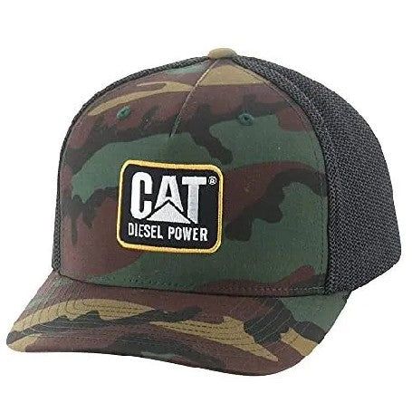 Berretto visiera precurvata Caterpillar CAT Jockey Mark Diesel Cap colore Woodland Camo