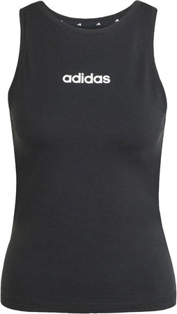 adidas Donna Essentials Linear Slim Cotton Tank, Black/White