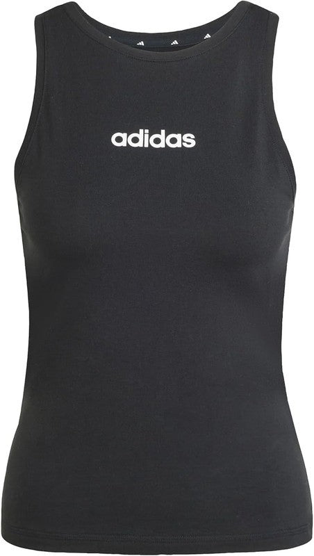 adidas Donna Essentials Linear Slim Cotton Tank, Black/White