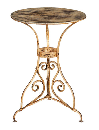 Biscottini Biscottini Tavolo Rotondo Ferro Battuto Crema Anticata Design D56 H77 Forgiato