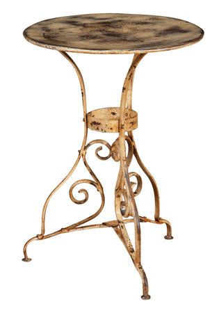 Biscottini Biscottini Tavolo Rotondo Ferro Battuto Crema Anticata Design D56 H77 Forgiato