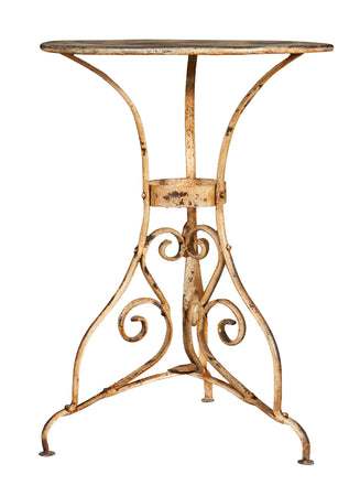 Biscottini Biscottini Tavolo Rotondo Ferro Battuto Crema Anticata Design D56 H77 Forgiato