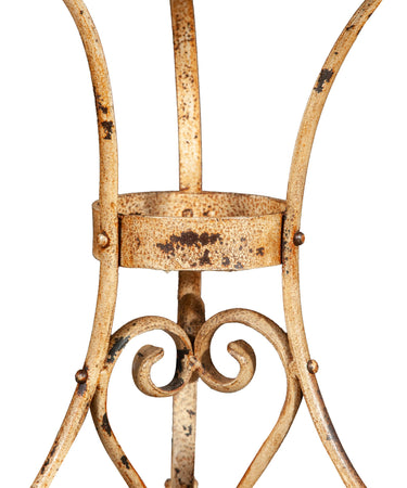 Biscottini Biscottini Tavolo Rotondo Ferro Battuto Crema Anticata Design D56 H77 Forgiato