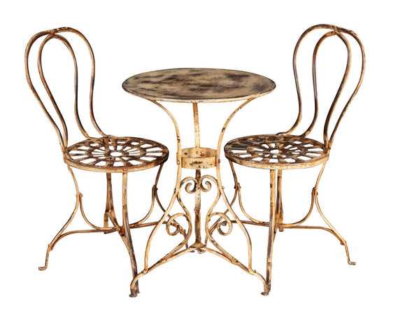 Biscottini Biscottini Tavolo Rotondo Ferro Battuto Crema Anticata Design D56 H77 Forgiato