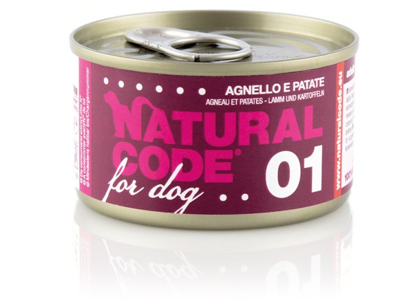 Natural Code Scatoletta 01 gusto Agnello e Patate per Cani Adulti 90gr