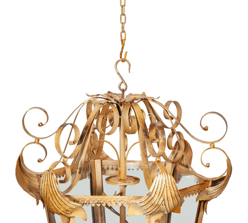 Biscottini Biscottini Lanterna Lampadario Soffitto Ferro Battuto Crema Anticata 60x60x140