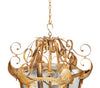 Biscottini Lanterna in ferro battuto finitura crema anticata lampadario soffitto realizzata