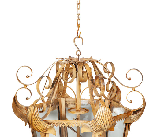 Biscottini Lanterna in ferro battuto finitura crema anticata lampadario soffitto realizzata