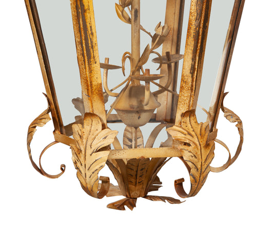 Biscottini Lanterna in ferro battuto finitura crema anticata lampadario soffitto realizzata