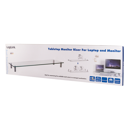 Stand Supporto da Scrivania in Vetro Trasparente per Monitor e Laptop