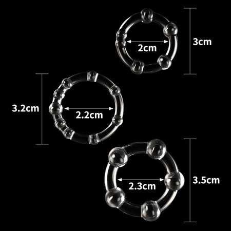 POWER PLUS TRIPLE BEADED RING SET anelli fallici