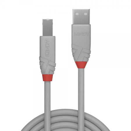 LINDY CAVO USB ANTHRA LINE 2.0 TIPO A MASCHIO A B MASCHIO 3MT DOPPIA SCHERMATURA GUSCIO IN PVC GRIGIO 10 ANNI DI GARANZIA