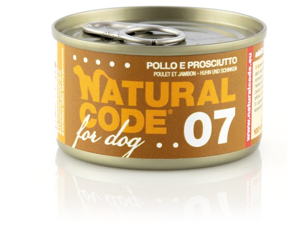 Natural Code Scatoletta 07 gusto Pollo e Prosciutto per Cani Adulti 90gr