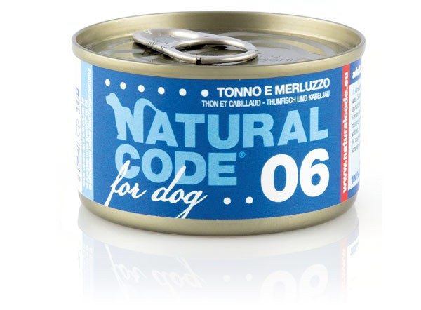 Natural Code Scatoletta 06 gusto Tonno e Merluzzo per Cani Adulti 90gr