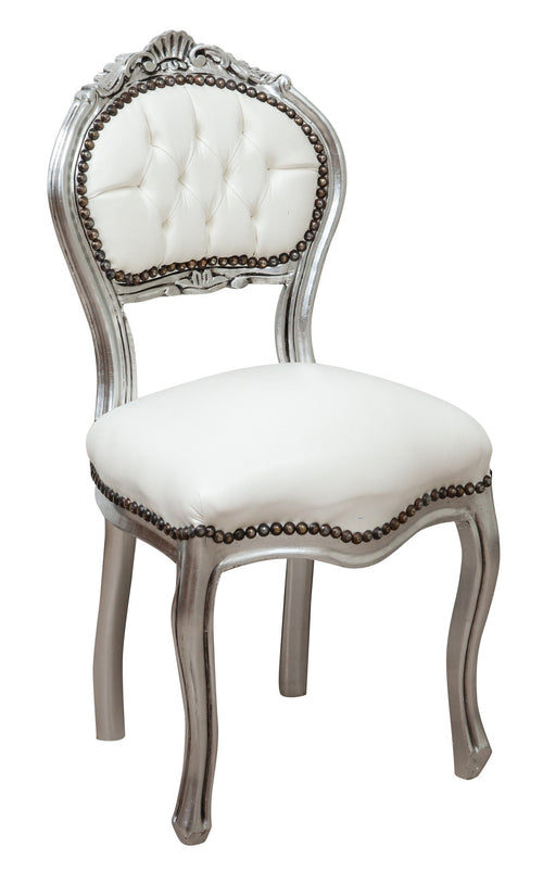 Biscottini Biscottini Sedia Poltroncina Stile Luigi XVI Faggio Intagliato Pelle Argento