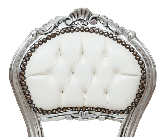 Biscottini Biscottini Sedia Poltroncina Stile Luigi XVI Faggio Intagliato Pelle Argento
