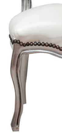 Biscottini Biscottini Sedia Poltroncina Stile Luigi XVI Faggio Intagliato Pelle Argento