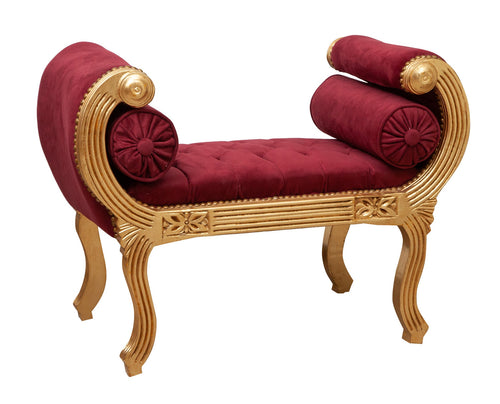 Biscottini Biscottini Panchetta Stile Luigi XVI Legno Faggio Intagliato Foglia Oro