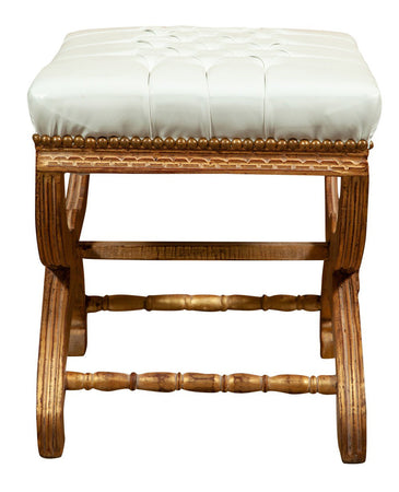 Biscottini Biscottini Panchetta Luigi XVI Faggio Intagliato Patina Oro Seduta Bianca