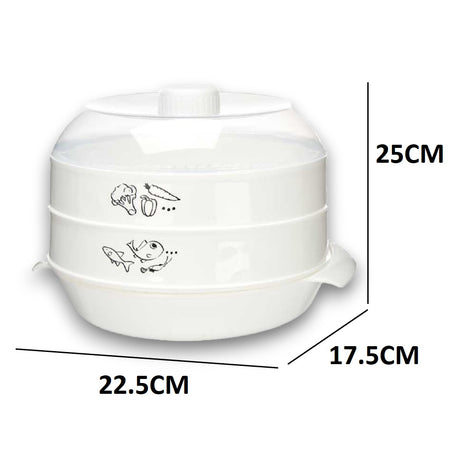 Vaporiera per Microonde 2.4lt Ideale per Cucinare Carne Pesce Verdure 2Livelli