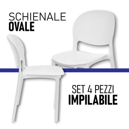 Sedia in Termoplastica Kit 4pz Sedie Impilabili Resistenti Sala da Pranzo Cucina
