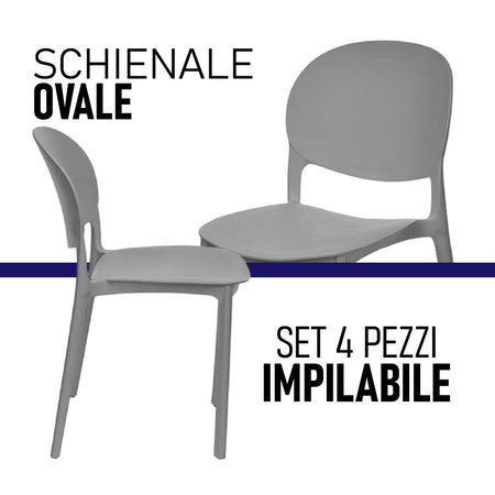 Sedia in Termoplastica Kit 4pz Sedie Impilabili Resistenti Sala da Pranzo Cucina