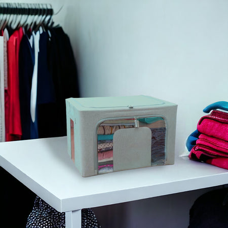 Scatole per Armadio 2pz 50x40x33cm Storage Box Struttura Metallo Pieghevole 2col