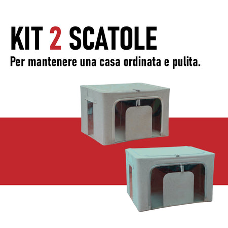 Scatole per Armadio 2pz 50x40x33cm Storage Box Struttura Metallo Pieghevole 2col