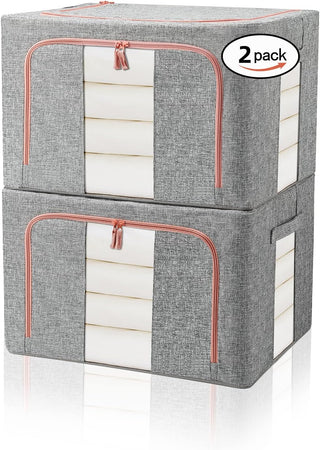 Scatole per Armadio 2pz 50x40x33cm Storage Box Struttura Metallo Pieghevole 2col