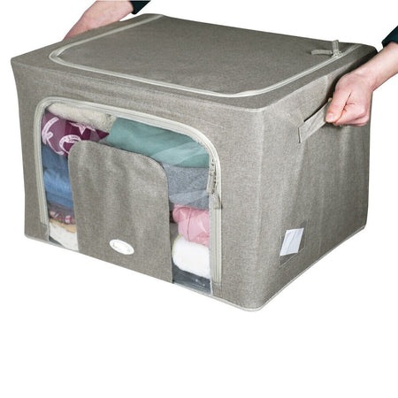 Scatole per Armadio 2pz 60x42x35cm Storage Box Struttura Metallo Pieghevole 2col