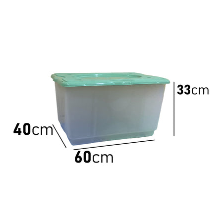 Scatole Porta Tutto 3pz Porta Oggetti Plastica Trasparente 4Ruote 60x40 H.33cm