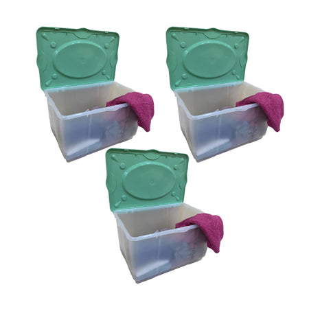 Scatole Porta Tutto 3pz Porta Oggetti Plastica Trasparente 4Ruote 60x40 H.33cm
