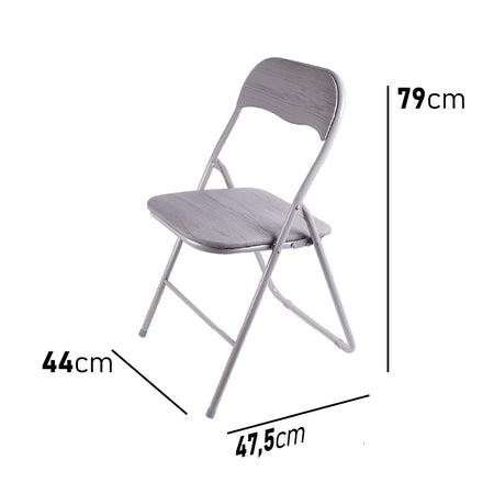 Sedia Pieghevole Salvaspazio Seduta e schienale in PVC Struttura Metallo Grigio Scuro