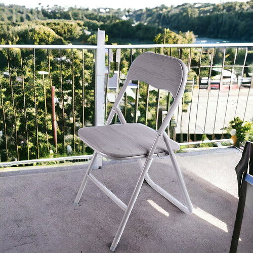 Sedia Pieghevole Salvaspazio Seduta e schienale in PVC Struttura Metallo Grigio Scuro