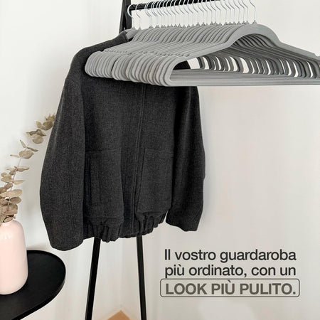 Grucce Vellutate 24pz Antiscivolo Salvaspazio, Gancio Girevole a 360° 42 cm