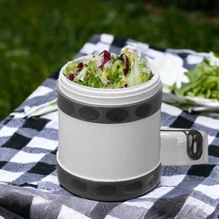 Porta Pranzo in Acciaio e Plastica Lunch Box 2 Contenitori Capacità 1200 ml