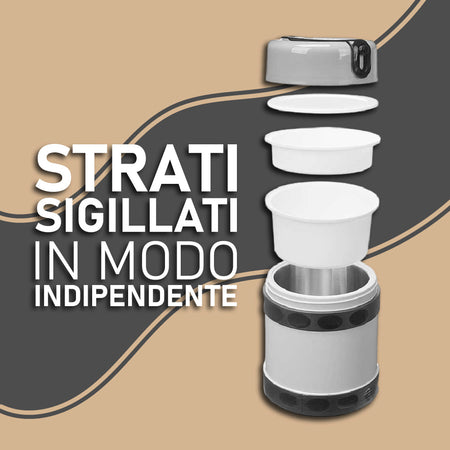 Porta Pranzo in Acciaio e Plastica Lunch Box 2 Contenitori Capacità 1200 ml