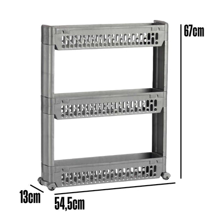 Carrellino Multifunzionale 3 Piani Carrello Salvaspazio Organizer Porta Oggetti 4 Ruote