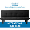 Divano Letto Reclinabile Clic Clac 160cm Tessuto Nero Moderno Apertura Veloce