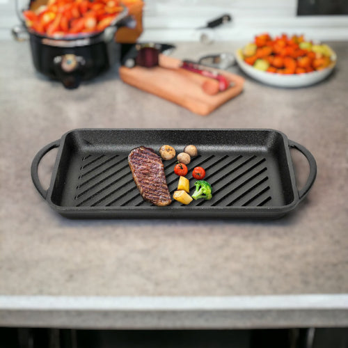 Bistecchiera in Ghisa 2 Manici Antiaderente Tutti i PianiCottura 39.5/33 X 22cm