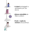 Asta Doccia Telescopica 4Ripiani Altezza regolabile H198-245cm Bianco Salvaspazio