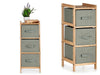 Mobile Cassettiera 3 Cassetti in Legno Naturale e Stoffa Colore Grigio H 70cm