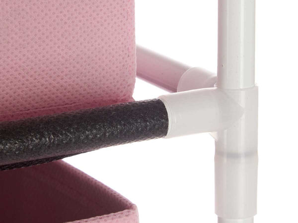 Cassettiera Multiuso in Metallo 3Cassetti in Stoffa 35x35 H 102cm Rosa Salvaspazio